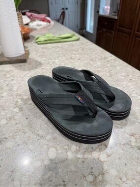 Rainbow Black Platform Flip Flops
